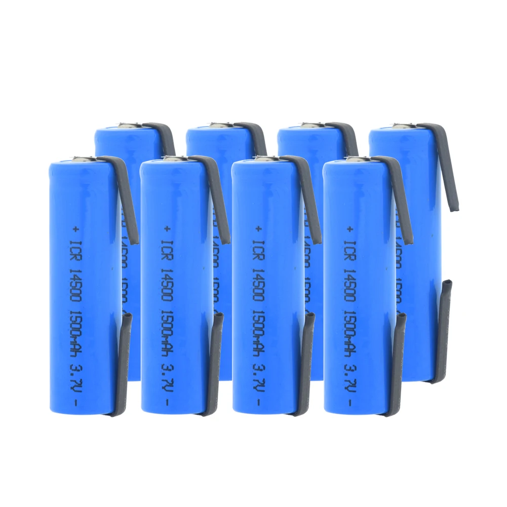 8 PCS ICR 14500 литиевая батарея 3,7 V 1500mAh перезаряжаемые батареи сварочные никелевые листовые батареи для светодиодный фонарь - Цвет: 8 PCS