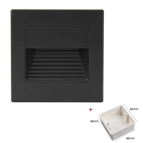 black with 86 box CANSHOU Крытый/Открытый Led ступеней лестницы светильники для Декор для дома отеля настенные лампы 1,5 Вт Led напольное ночное освещение с 86 монтажной коробкой - Цвет абажура: black with 86 box