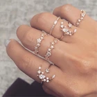 Женские кольца с кристаллами Moon Star, винтажное свадебное кольцо в стиле бохо с цветком, богемное кольцо средней длины на палец, изящное cz ювелирное изделие