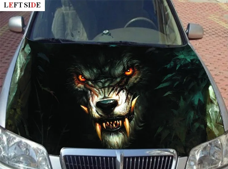 Левая сторона автомобиля Наклейка s Tiger Wolf виниловый капот двигателя