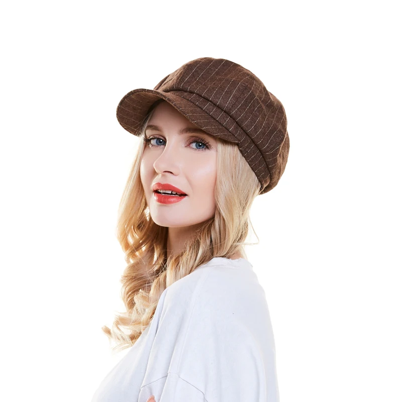 

Spring Autumn Retro Women Hat Cotton Baseball Cap Casual Striped Octagonal Hats Brand Snapback Caps