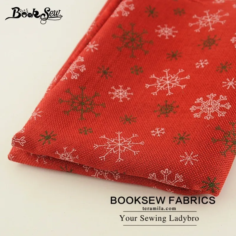 Booksew Лен Ткань Новогодние товары Снежинка Дизайн жира четверти метра 50x150 см тела
