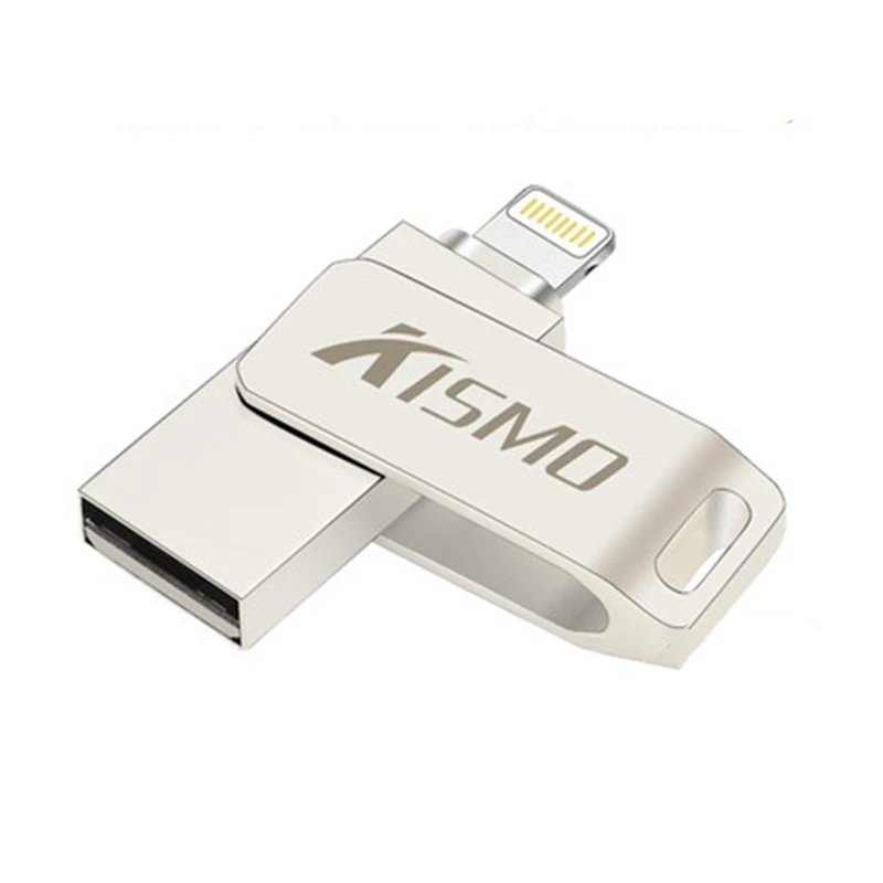 Silver Kismo OTG USB флеш-накопитель металлический USB 2,0 флеш-накопитель 16 ГБ 32 ГБ 64 ГБ 128 ГБ флеш-накопитель lightning для iPhone X 8 7 6 Plus 6S ipad Air - Цвет: Silver