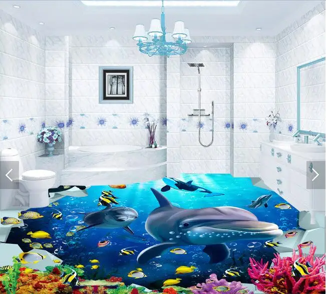 3d flooring custom waterproof wallpaper 3 d Marine fish corals bathroom picture photo for walls | Обустройство дома