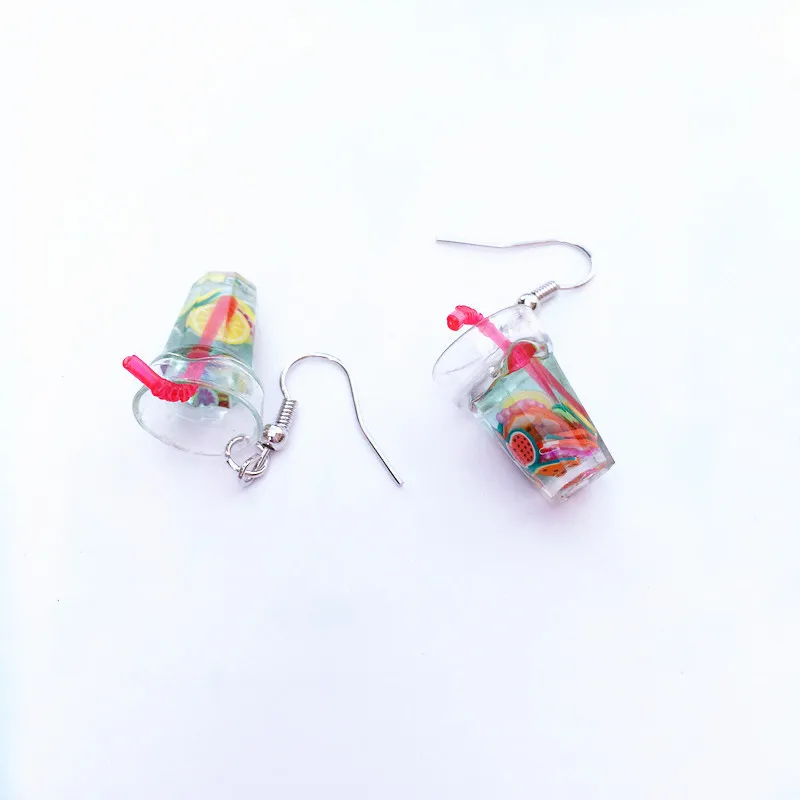 Забавные каучуковая изделие ручной работы фруктовый чай серьги в виде капель с