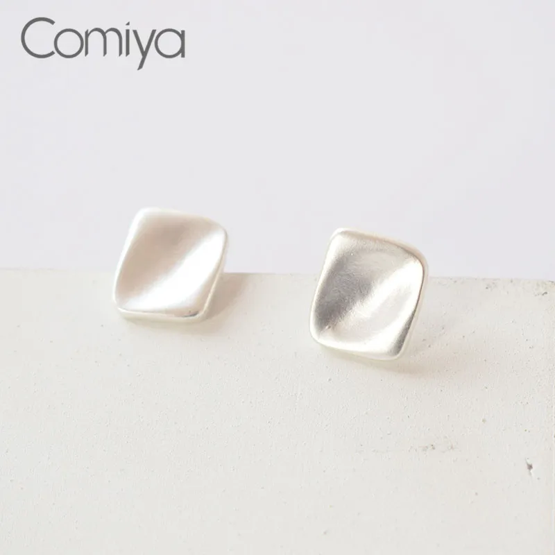 Женские серьги-гвоздики Comiya, милые корейские серьги из сплава золотого и серебряного цветов для женщин, квадратные аксессуары, очаровательные женские серьги