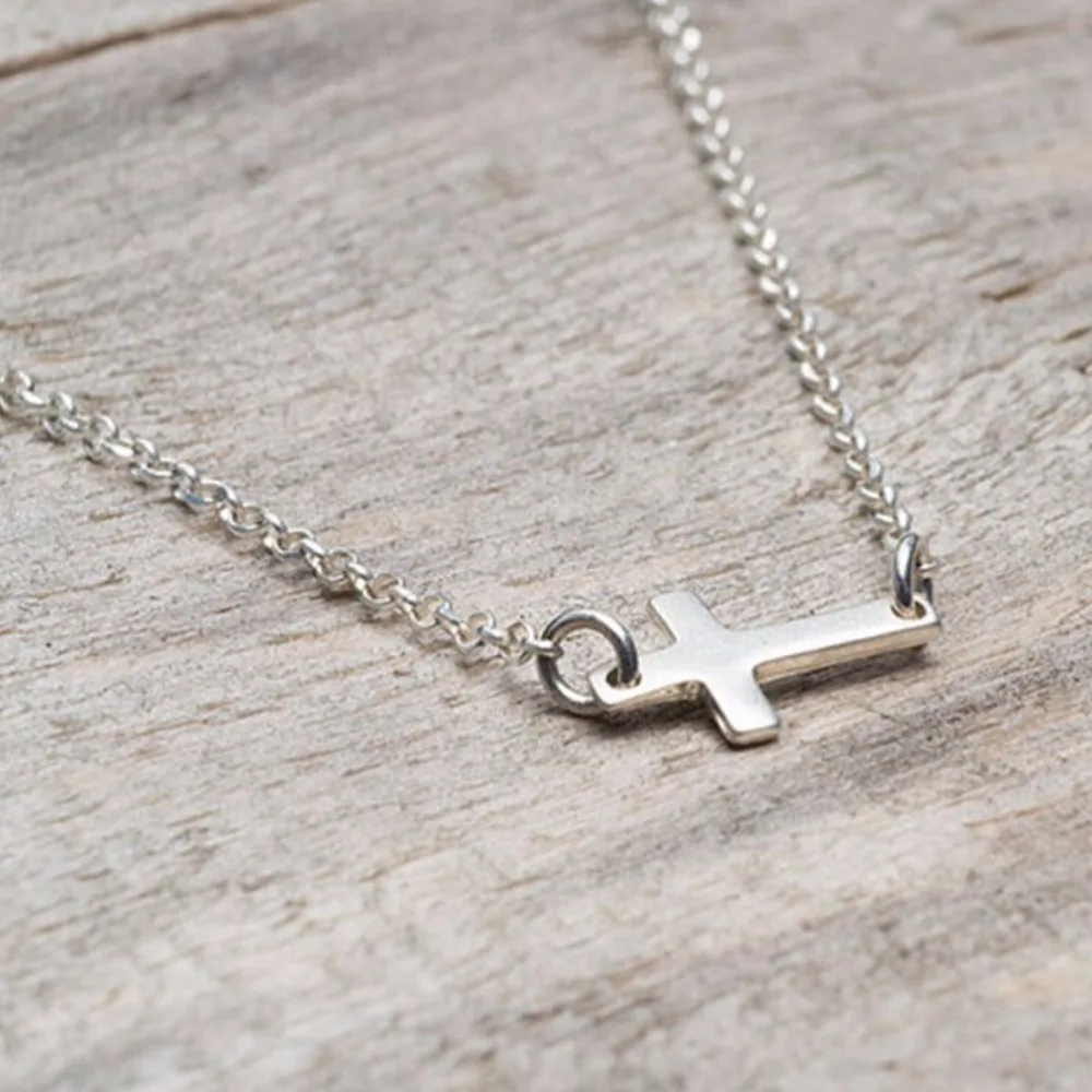 1PC Cross Pendant Necklace Fashion Women Tiny Jewelry Silver Gold Sideways | Украшения и аксессуары
