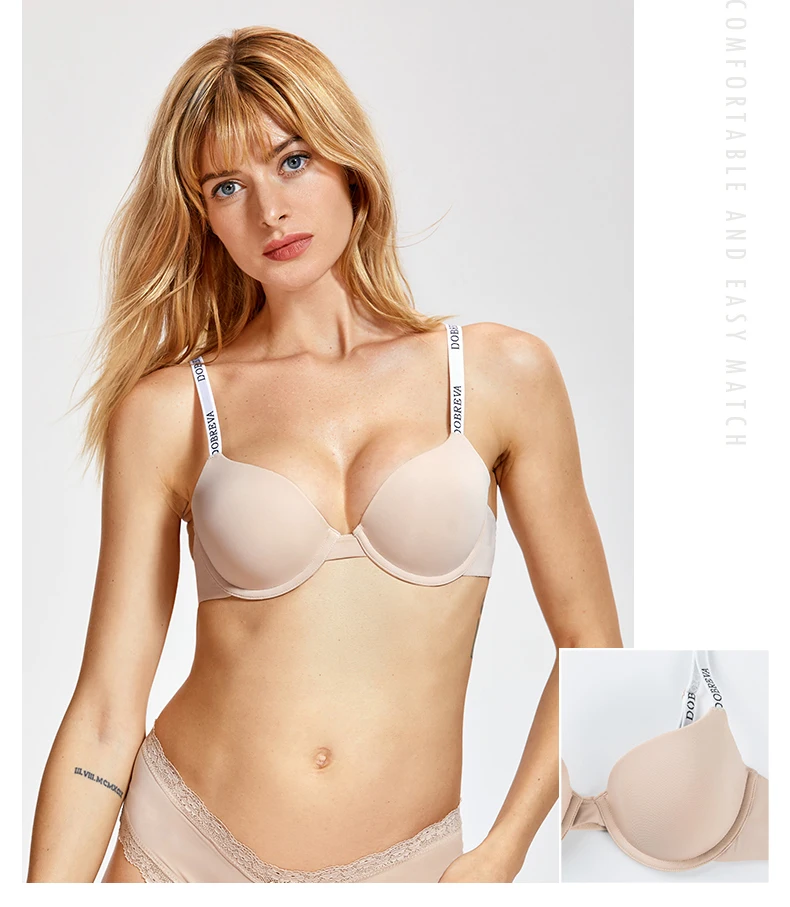 DOBREVA женский без косточек слегка проложенный письмо Strappy T-shrit Demi бюстгальтер