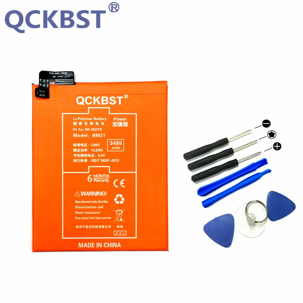 QCKBST BM21 Battery For Xiaomi Note 3GB Original Replacement 3480mAh High Capacity Phone Li-ion Batteries | Мобильные телефоны и