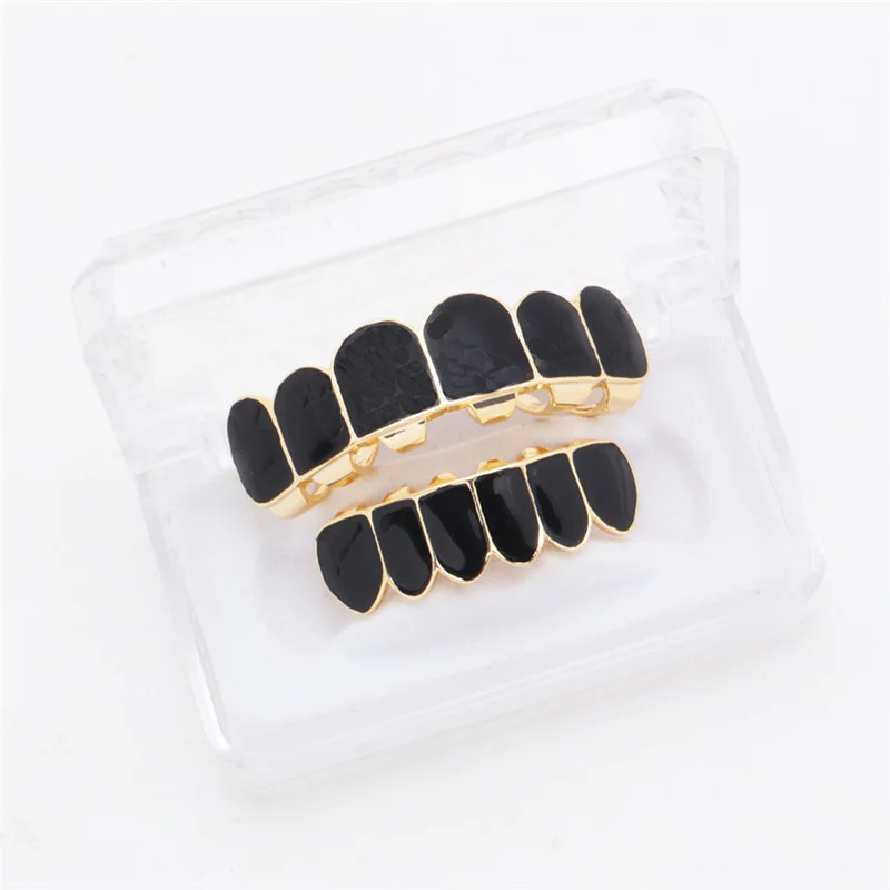 Хип-хоп ЗУБЫ Grillz Мода черный верх и низ зуб набор для мужчин и женщин Подарки рэп рок зуб Grillz ювелирные изделия