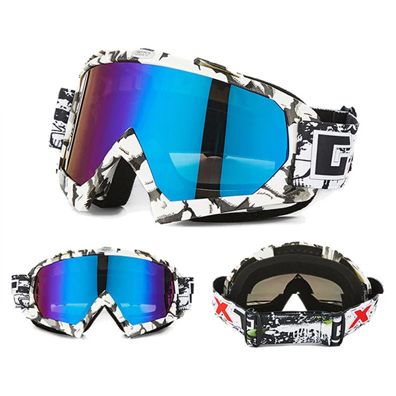 White-Black-Colorful GXT очки для мотокросса мотоциклетные очки es ATV MTB DH ветрозащитное стекло для катания на лыжах Moto Bike очки стекло для грязного велосипеда шлем козырьки линзы - Цвет: White-Black-Colorful
