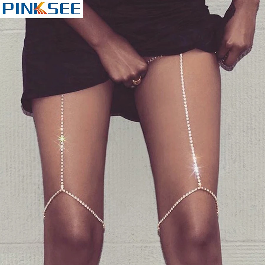 Женская Блестящая Цепочка подвязка со стразами летняя цепочка для бедер