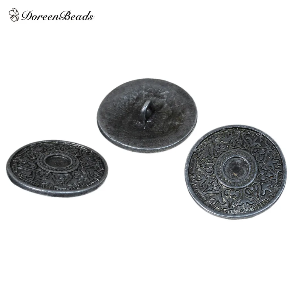 DoreenBeads цинковые металлические пуговицы для шитья круглые антикварные резная