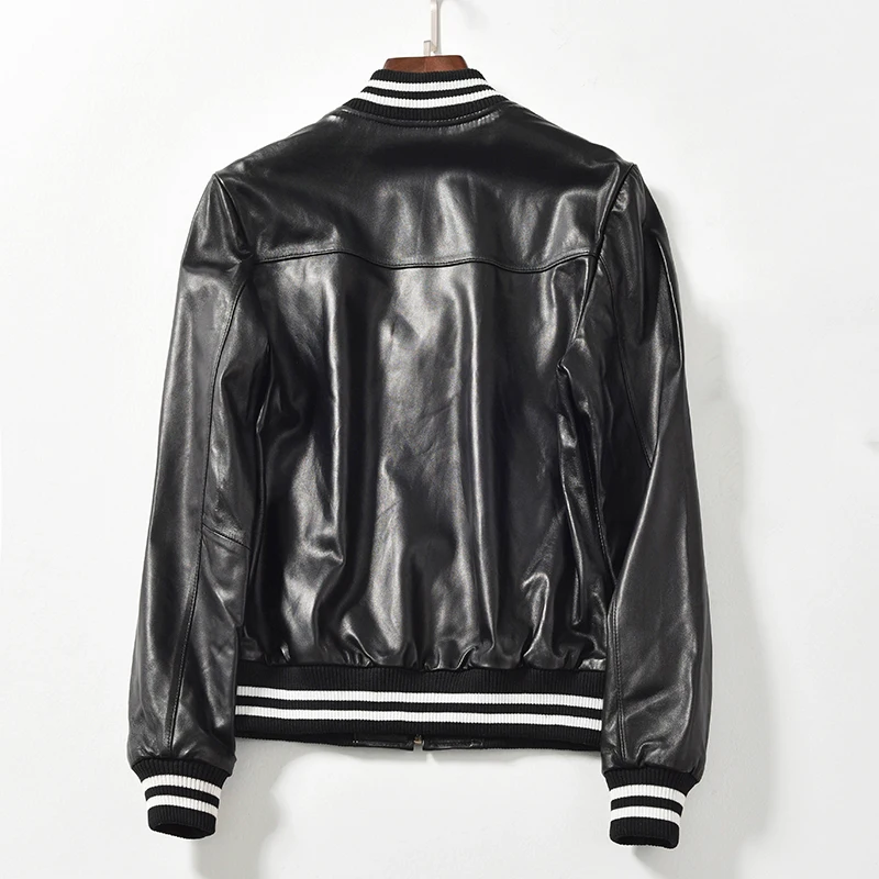 Women Genuine Leather Coats Sheepskin Autumn Real Leather Aviator Bomber Jackets Slim Zipper Ladies Lambskin Outerwear Female