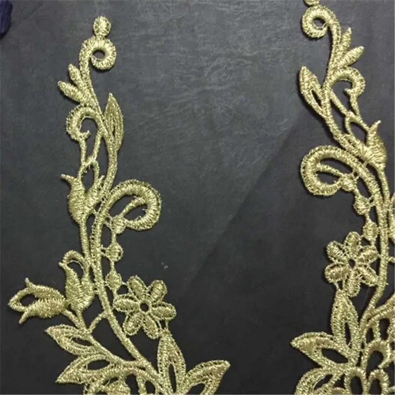 5 пар 24х7 см золотые свадебные платья с цветочной вышивкой вышитые кружевные