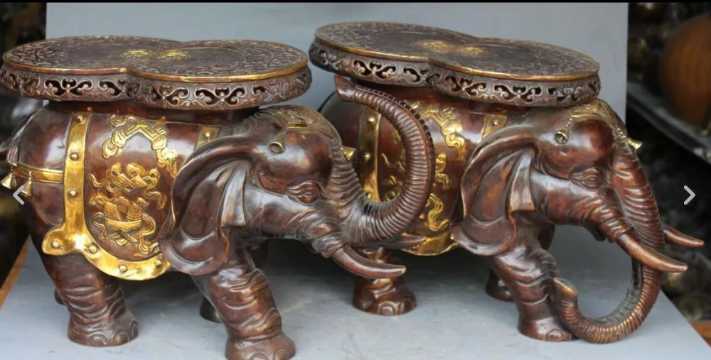 18 &quotБронзовый позолоченный слон Heffalump дверь стул курильница