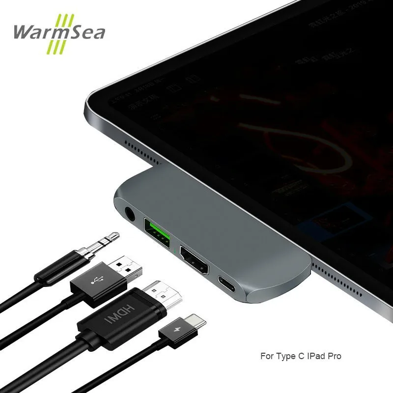 USB C концентратор для iPad Pro 2018 type с зарядка PD 4K HDMI 3 5 мм разъем наушников|USB-хабы| |