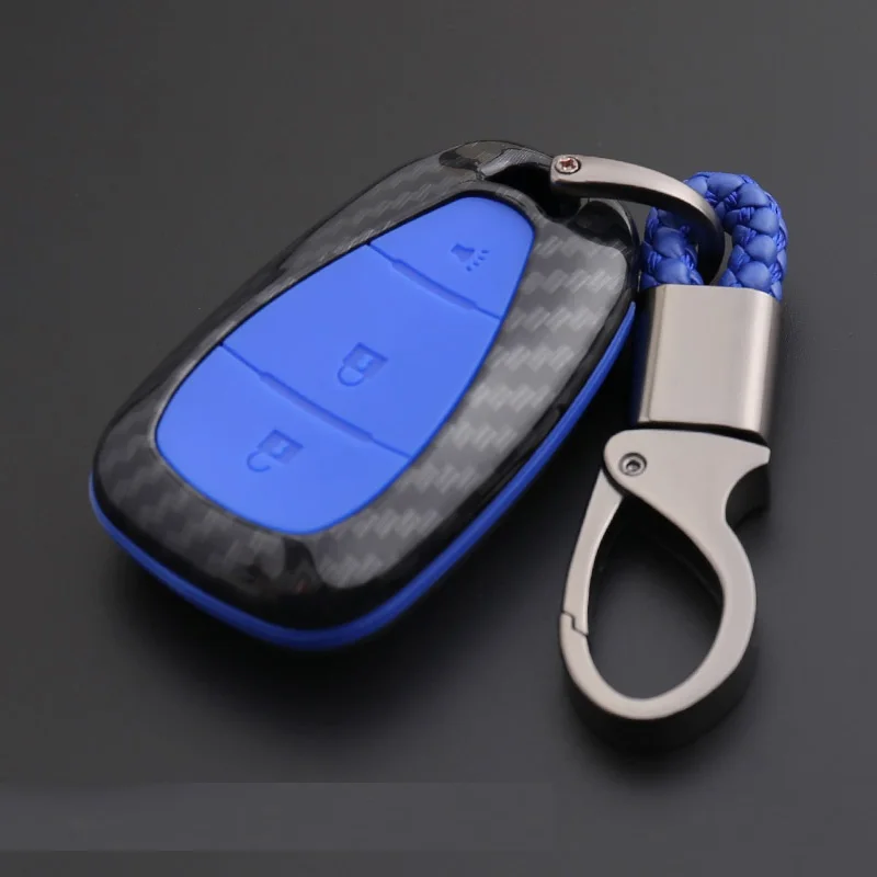 C Carbon Blue Автомобильный держатель для ключей на сумку из углеродного волокна с принтом для CHEVROLET MALIBU EQUINOX CRUZE CAMARO аксессуары - Название цвета: C Carbon Blue