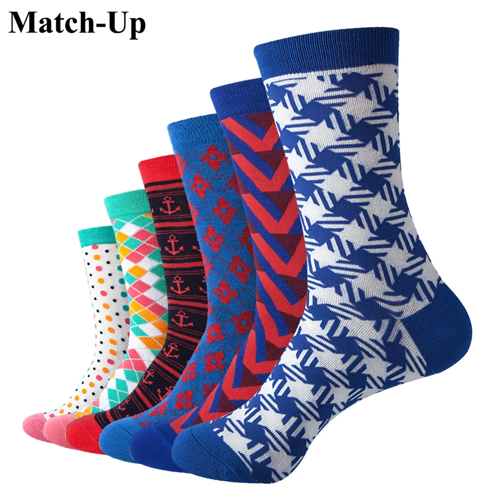 

Match-Up Men's colorful Dress combed cotton sock New Style socks (6pairs/lot )