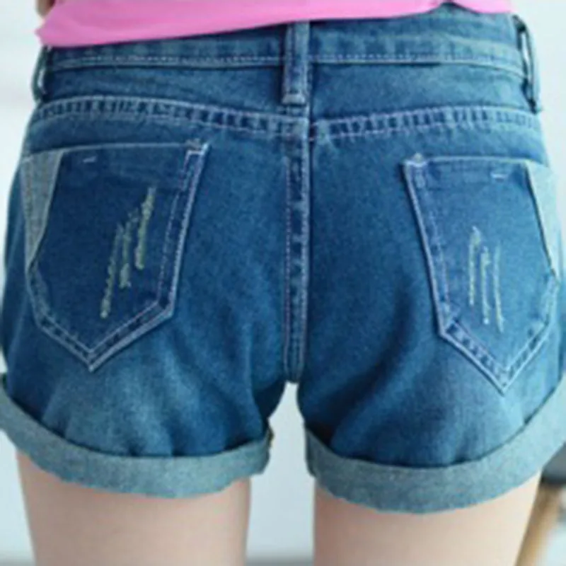 New 2016 Fashion Summer Women Ladies Loose Lanky Retro Frayed Hem Denim Jeans Shorts Ripped Hole Short Pants Plus Size 26-31 | Женская