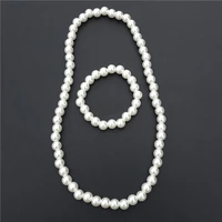 children handmade plastic white pearl beads jewelry set necklace bracelet for kids girls gift