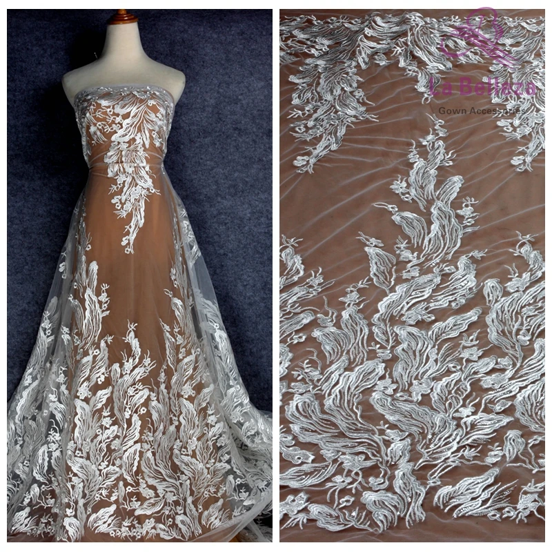 La Belleza свадебное платье с прозрачными блестками на сетке белое вискозное