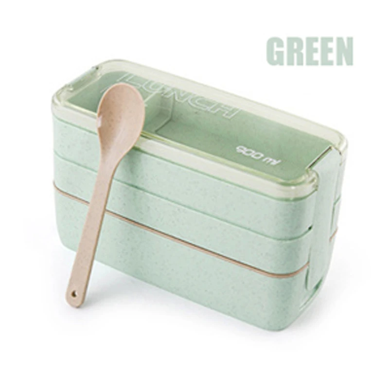 Green ACEBON японская микроволновая печь Ланч-бокс для детей школы Эко-дружественных BPA бесплатно Пшеничная солома Bento box кухня пластиковый контейнер для еды - Цвет: Green