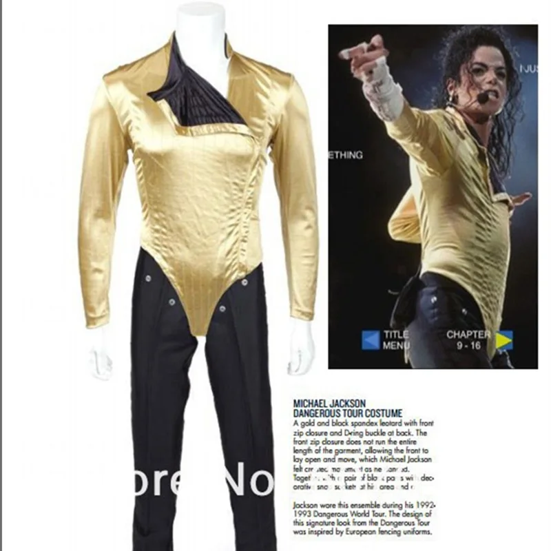 MJ Michael Jaskson BAD Dangerous JAM Golden tour Leotard Bodysuit Jacket Spandex Imitation Performance