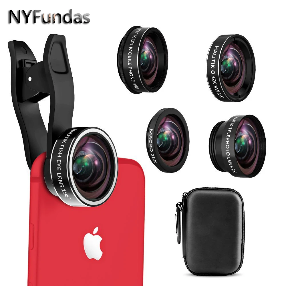 Nyfundas сотовый телефон Объективы для фотоаппаратов комплект 5in1 Рыбий глаз Макро