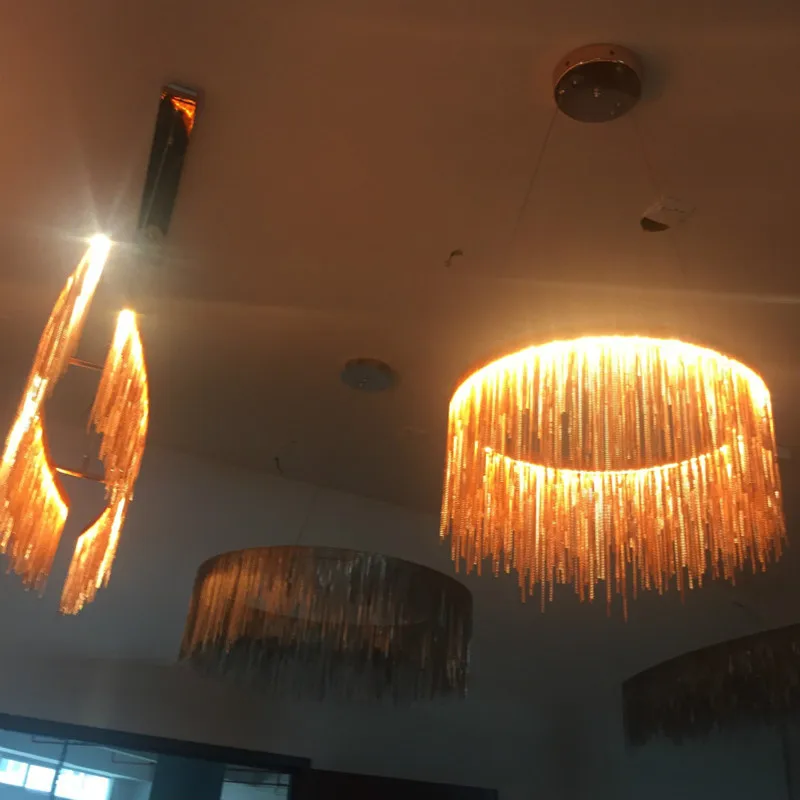 Серебряная железная люстра с кисточками и цепочкой роскошный светильник в