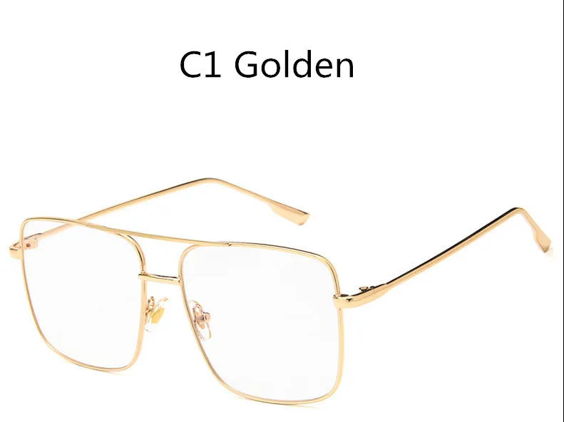 C1 Golden Квадратные Солнцезащитные очки, оправа для женщин, Золотой Металл,, фирменный дизайн, плоский верх, большие очки, оптическая оправа, мужские солнцезащитные очки унисекс, UV400 - Цвет оправы: C1 Golden