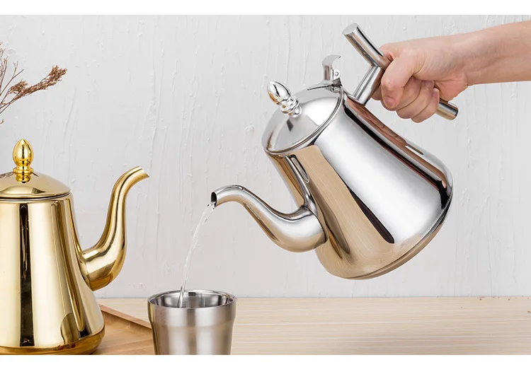 1L 1.5L 2L утолщенный чайник из нержавеющей Стали немагнитный Европейский кофе бытовой Отель фильтр индукционная плита