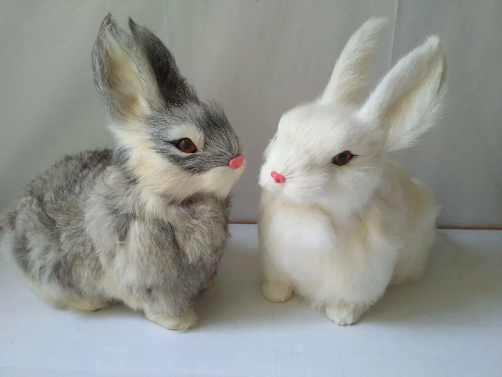 Большой пластиковый и натуральный мех 23x12x22 см, модель кролика, ручная работа, реквизит, украшение для дома, подарок d2450