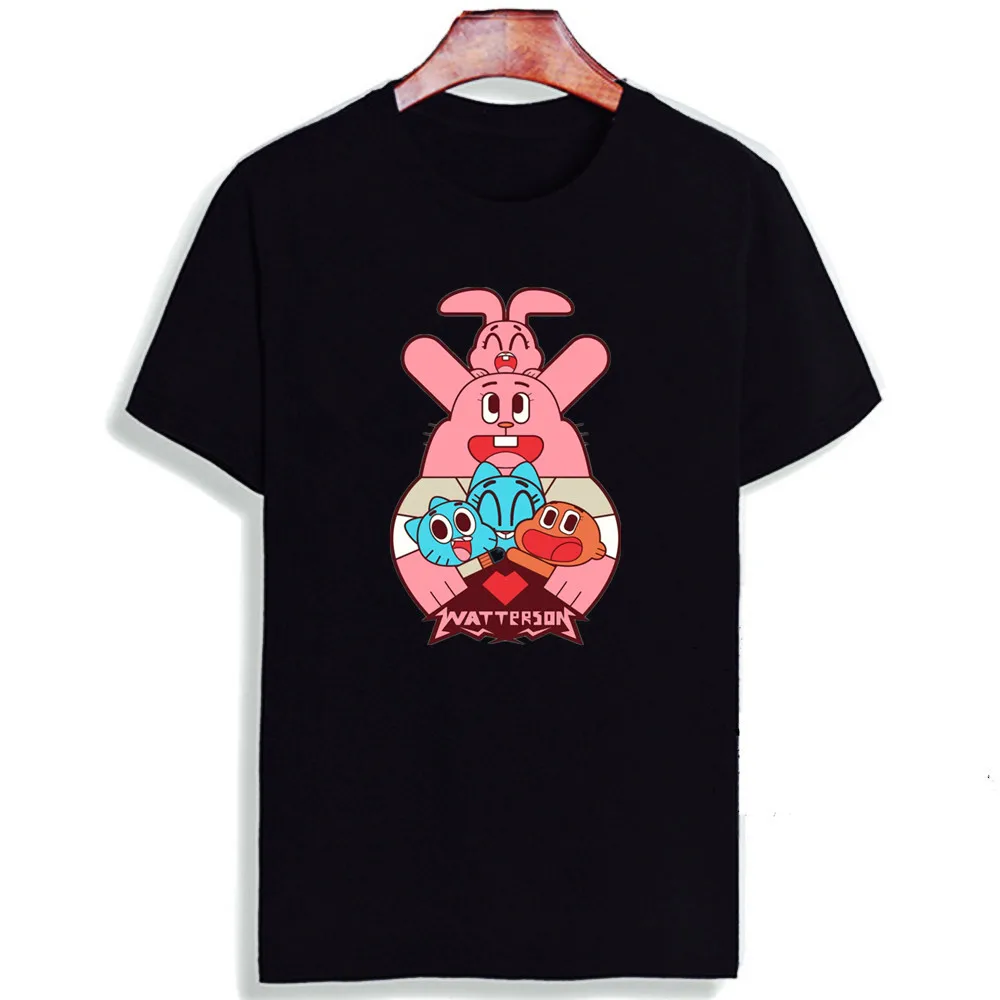 Мода Kawaii TShirt Gumball удивительный мир мультфильм печатных хлопок футболки Повседневная футболка с круглым вырезом унисекс