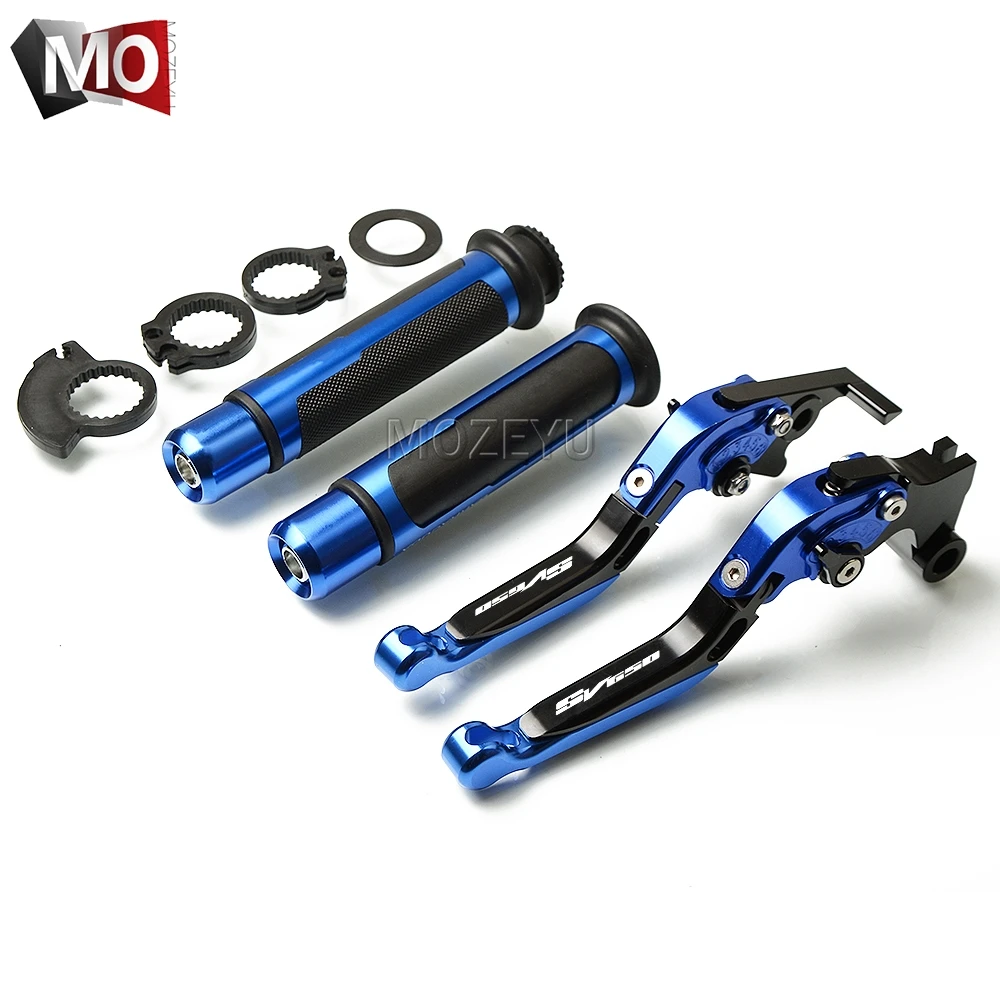 Black Blue Мотоцикл с ЧПУ регулируемые складные тормозные рычаги сцепления Руль рукоятки набор для Suzuki SV650/S SV 650 S SV650S 1999-2009 - Цвет: Black Blue