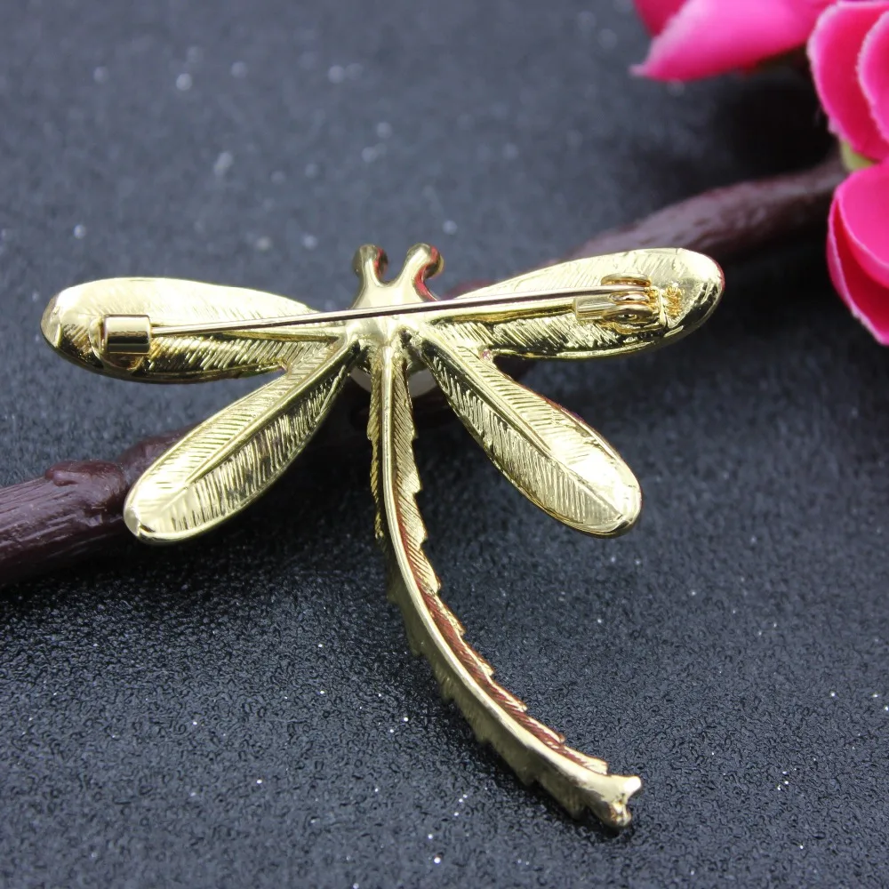 Женская брошь в форме стрекозы розовая эмалированная насекомого|Броши| |