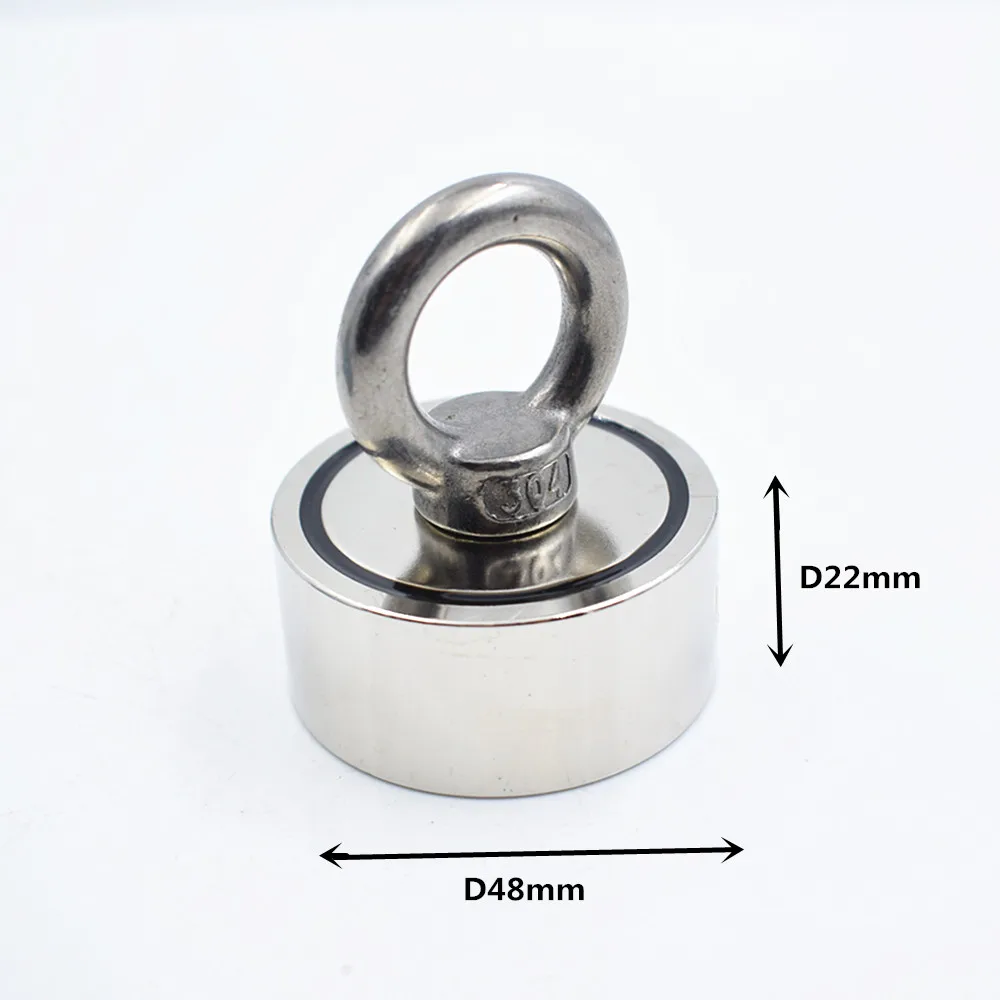 D48x22mm Неодимовый магнит сильный двухсторонний спасательный магнит рыболовный крючок поиск магнит тянет монтажный горшок с кольцевым отверстием морское оборудование - Цвет: D48x22mm