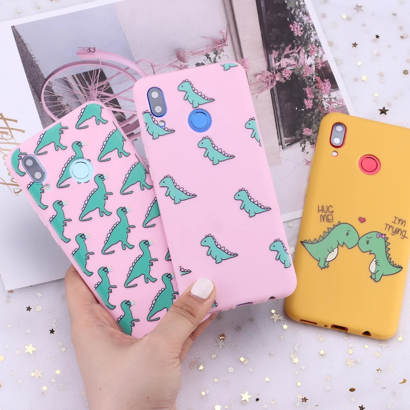 

For Huawei Honor Mate 10 20 Nova P20 P30 P40 P Smart Cute Baby Dinosaur Hug Cartoon Candy Silicone Phone Case Capa Fundas