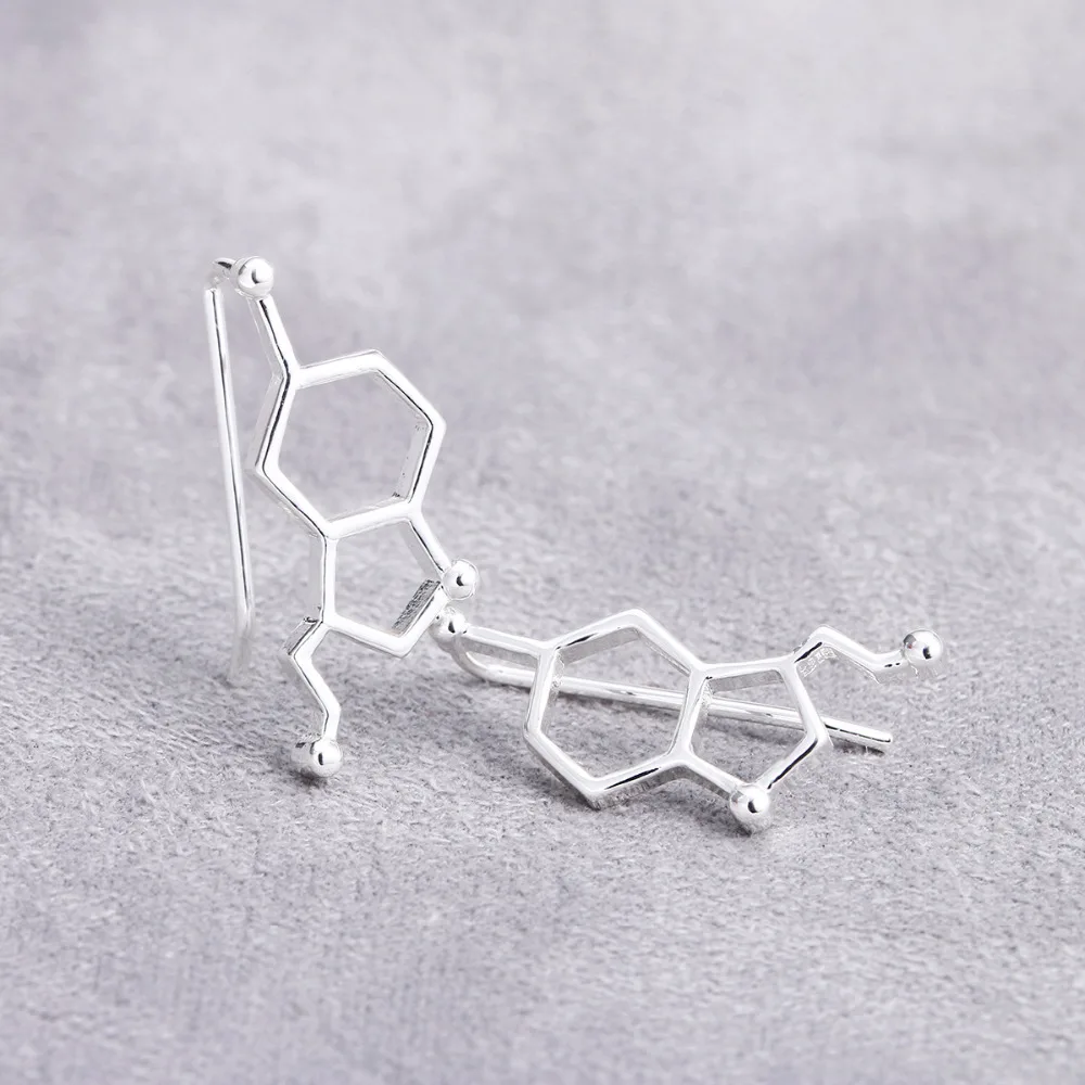 Oly2u New Fashion Serotonin Molecule Ear Climbers for Women Structure ear crawler Gift Girls ED153|ear climber|climbers earclips ears |