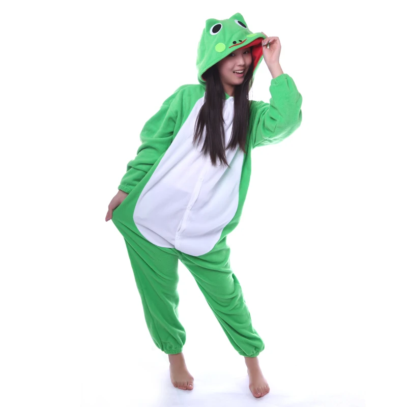 Взрослыми мультфильмами Косплэй Комбинезоны лягушка фланелевые пижамы с