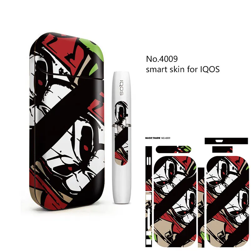 Волшебная Акула пленка ПВХ череп наклейка для IQOS 2,4 плюс крышка Vape кожаный чехол декоративная Защитная Наклейка - Цвет: 4009