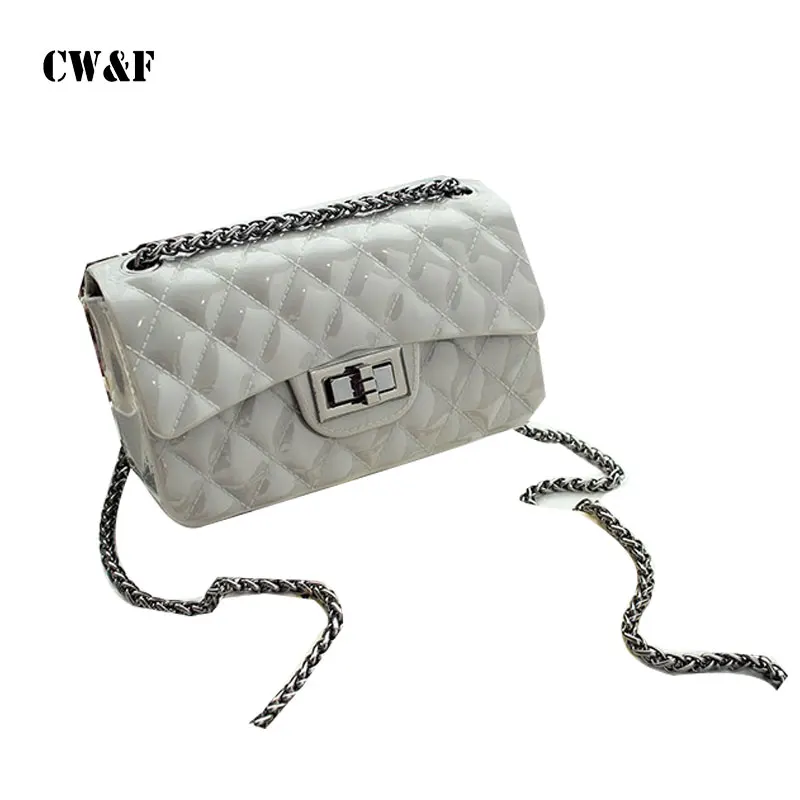

New tide spring section Nuolao spoof of small fragrant jelly bag shoulder ladies Lingge chain diagonal bag