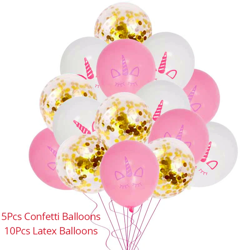 15 pcs balloons MEIDDING 1 комплект Единорог вечерние одноразовые столовые приборы Единорог день рождения принадлежности тарелки чашки детские салфетки Декор ко дню рождения - Цвет: 15 pcs balloons
