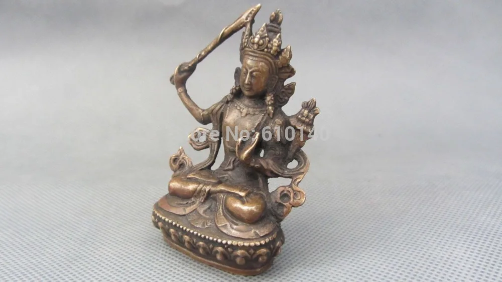 K @ 3 AA старый Тибет тибетская бронзовая Манджушри Статуя Будды Бодхисаттва