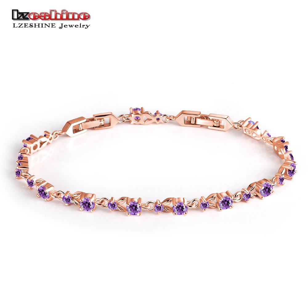 LZESHINE Новый Роскошный Браслет на Женщин из Розового Золота с Кристаллами из Кубического Циркония AAA Браслеты и Браслеты Украшения CBR0014.