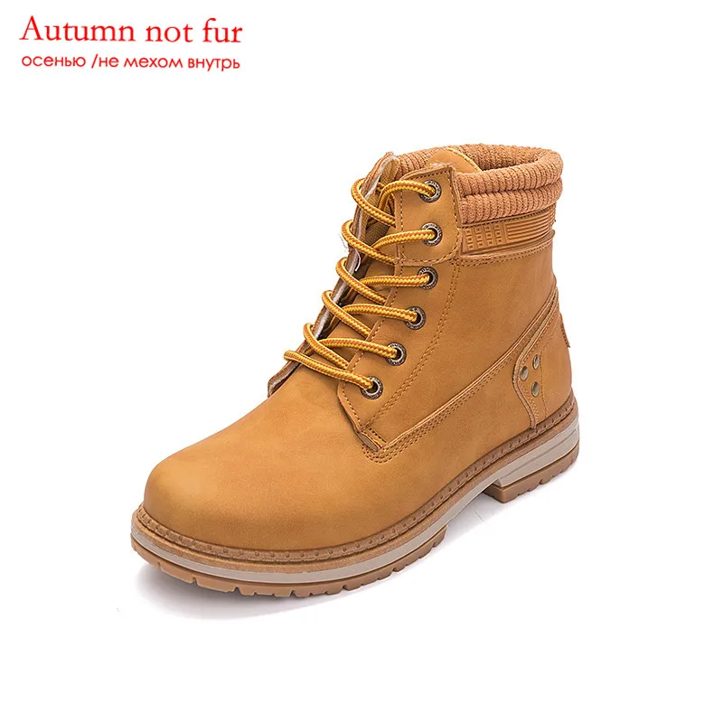 Camel not fur MORAZORA/; большие размеры 36-41; женские ботильоны; теплые зимние ботинки на шнуровке; удобная женская обувь на платформе с заклепками; сезон осень-зима - Цвет: Camel not fur