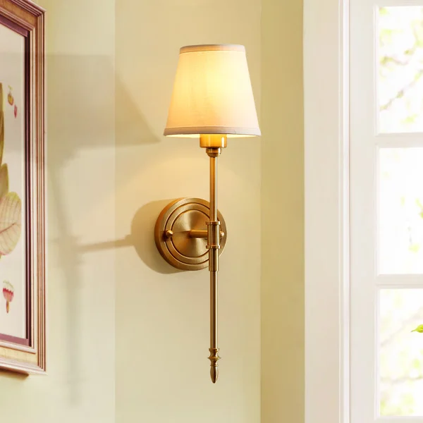 

Настенный светильник американский прикроватный простой телевизор настенный Ретро индивидуальный одноголовый медный канал Балконный свет...