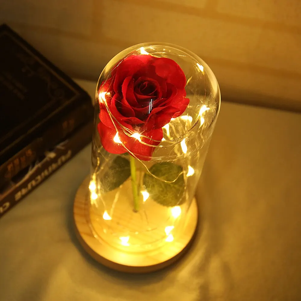 Floral Decor Simulation Rose Glass Cover Luminous LED Hotel Festival Ornament Birthday Gift Flashing Light String | Дом и сад