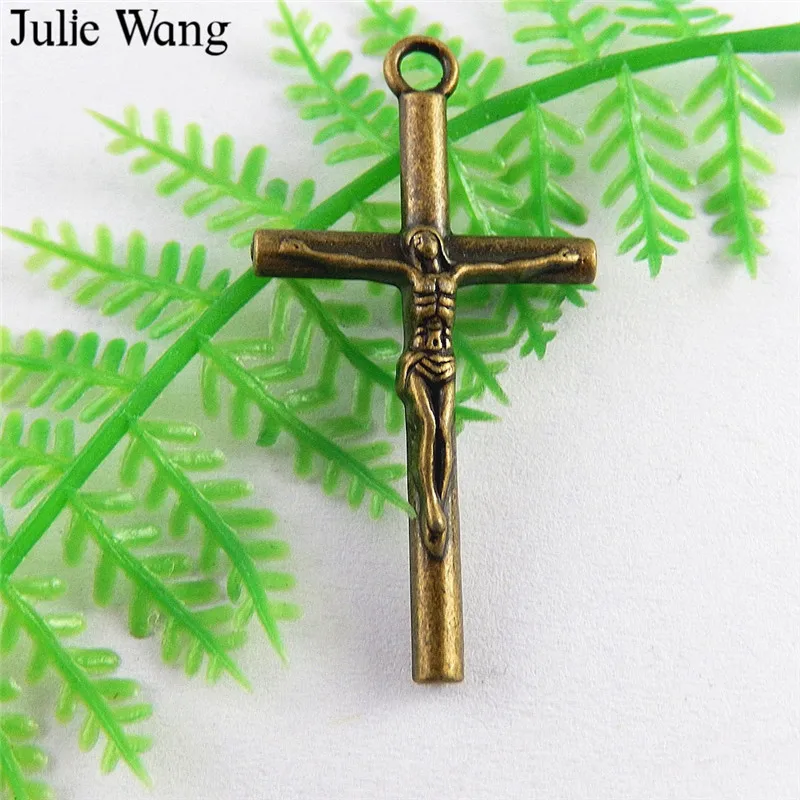 Julie Wang 10 шт. сплав Крест Иисуса распятие искусственное ожерелье подвески серьги
