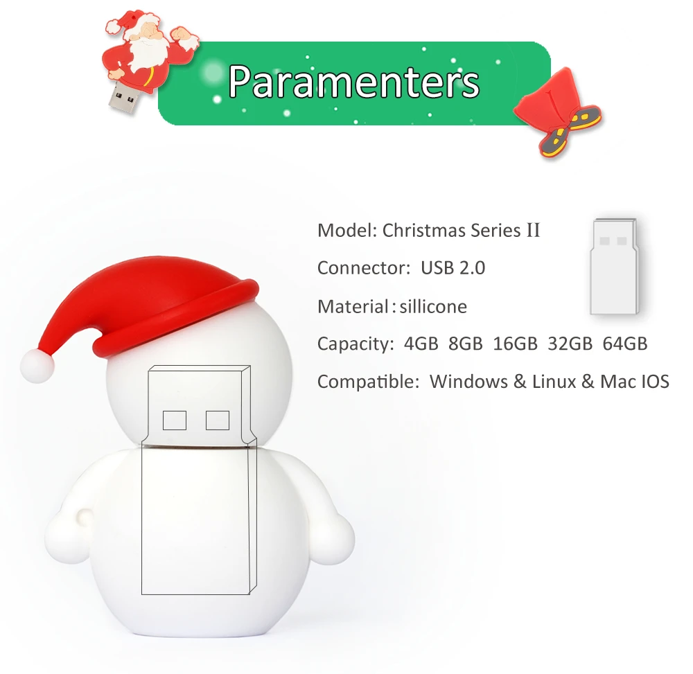 USB Flash Drive Pendrive Santa Claus Christmas Tree Elk Deer Pen 4GB 8GB 16GB 32G 64GB Memory Stick Creative Gift | Компьютеры и офис